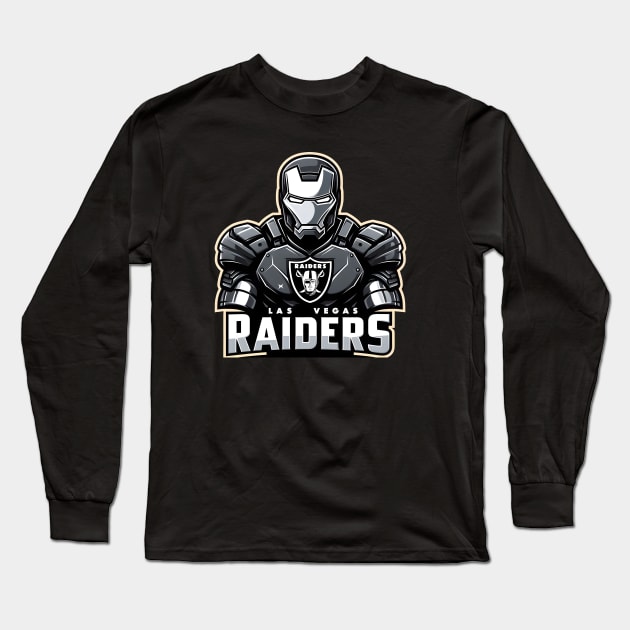 War machine x las vegas raiders Mashup Fan art Long Sleeve T-Shirt by HELLAHIGH TEEZ